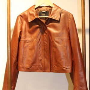 blouson court en cuir marron seventy