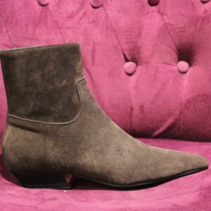 bottines petit talon daim chocolat semicouture